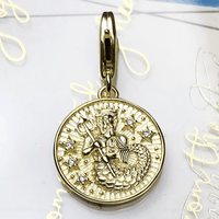 Thumbnail for Silver & Zirconia AQUARIUS Zodiac Charm in Gold