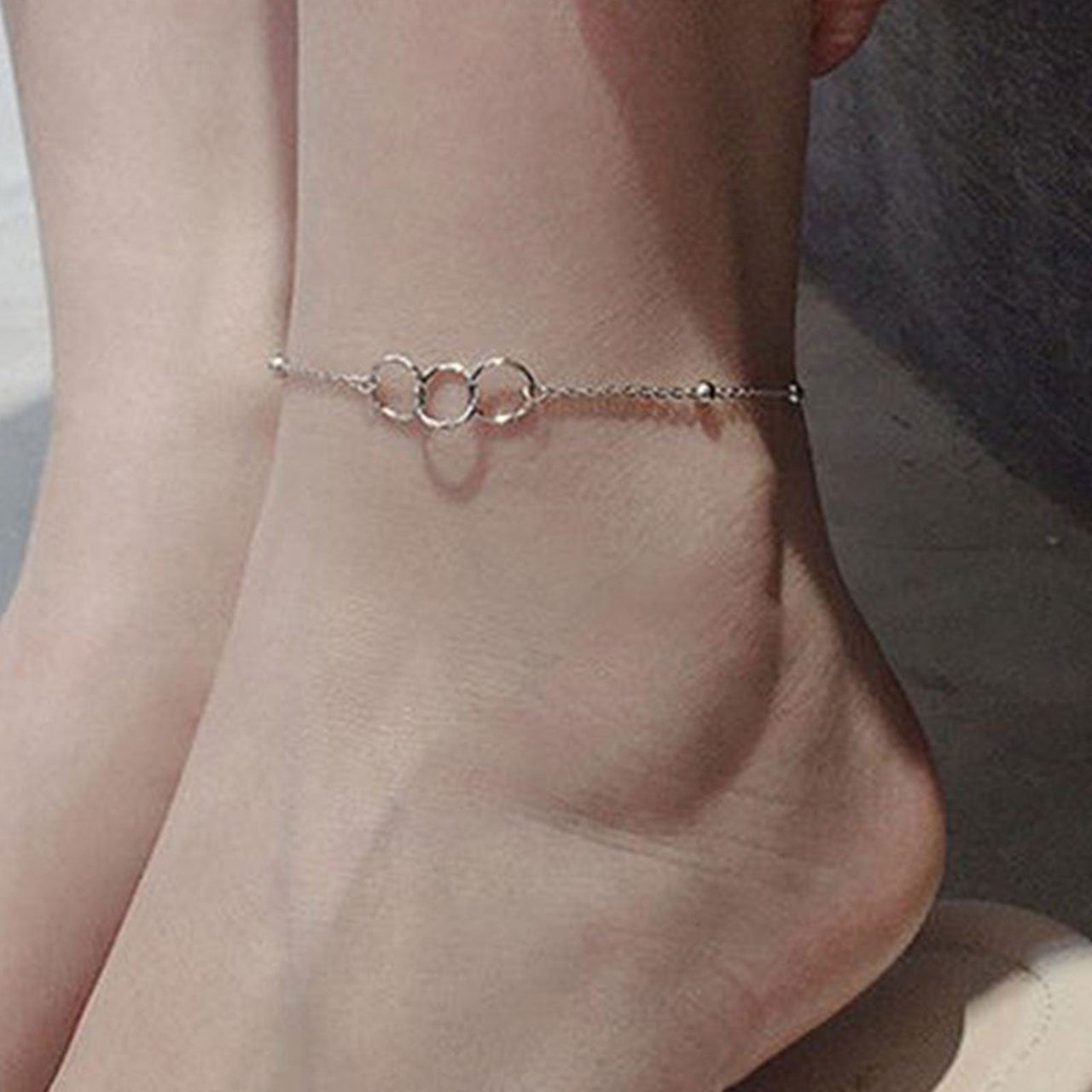 Japan and South Korean Style Female Anklet Three Rings O-ring Female Anklet