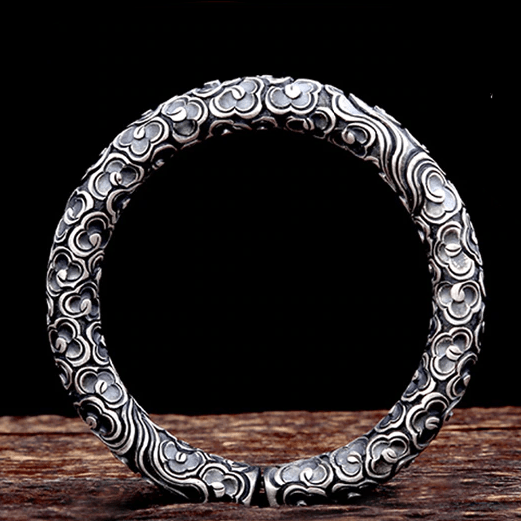 Ethnic Thai Silver Auspicious Cloud Bangle