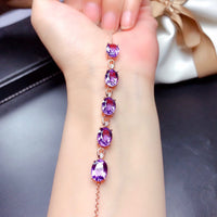 Thumbnail for Purple Amethyst Tennis Bracelet Adjustable Chain Bracelet Fashion Jewelry Gift for Valentines Day & Anniversary