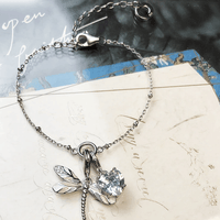 Thumbnail for Silver & Zirconia Stylish Dragonfly & Heart Charm Bracelet