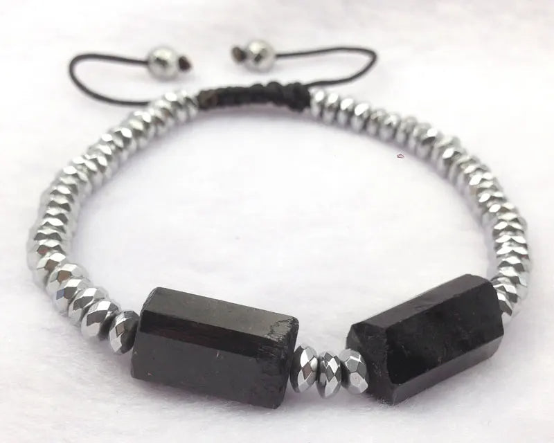 Raw Black Tourmaline & Hematite Stone PROTECTION Bracelet