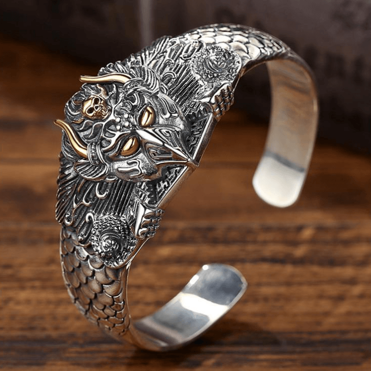 Ethnic Thai Silver Men's 'Raging Oni' Bangle