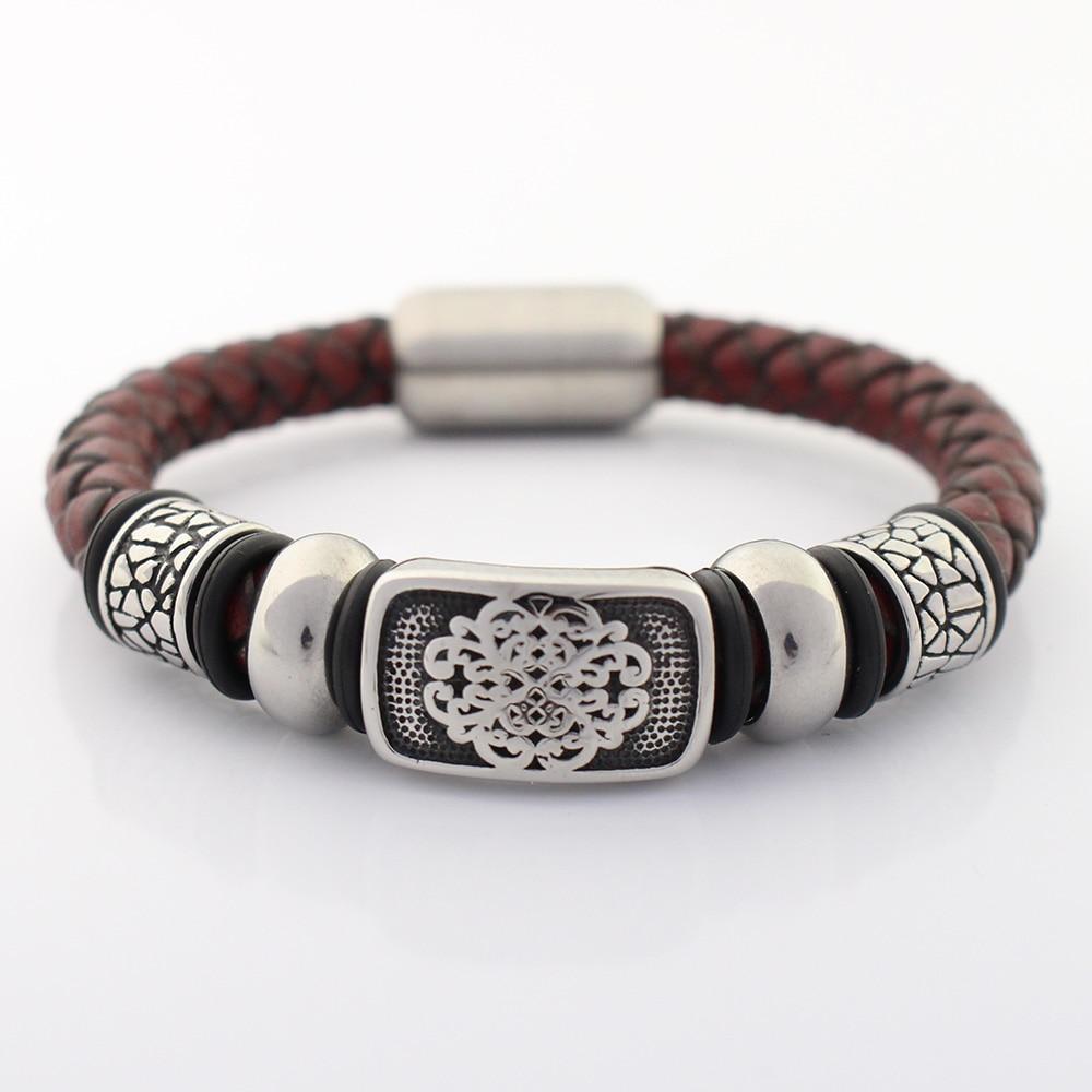 Men's Stainless Steel Braided Leather with AUSPICIOUS CLOUDS Charms