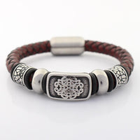 Thumbnail for Men's Stainless Steel Braided Leather with AUSPICIOUS CLOUDS Charms