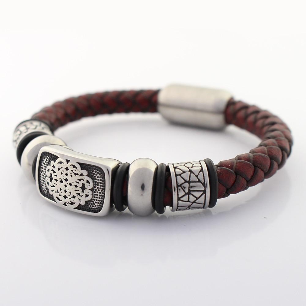 Men's Stainless Steel Braided Leather with AUSPICIOUS CLOUDS Charms