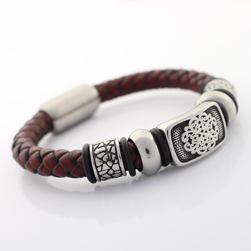 Men's Stainless Steel Braided Leather with AUSPICIOUS CLOUDS Charms