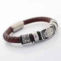 Thumbnail for Men's Stainless Steel Braided Leather with AUSPICIOUS CLOUDS Charms