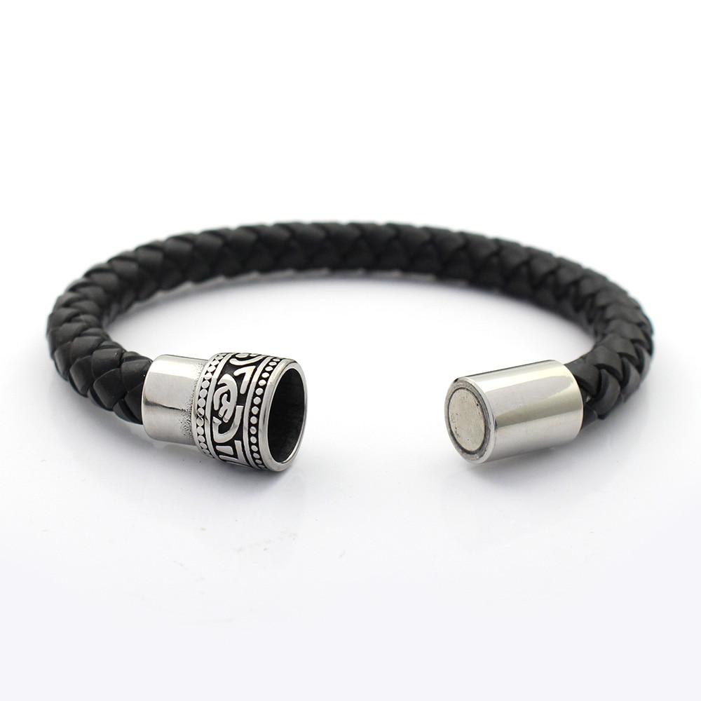 Men's Genuine Leather  Braided Tribal Design Leather Bracelet