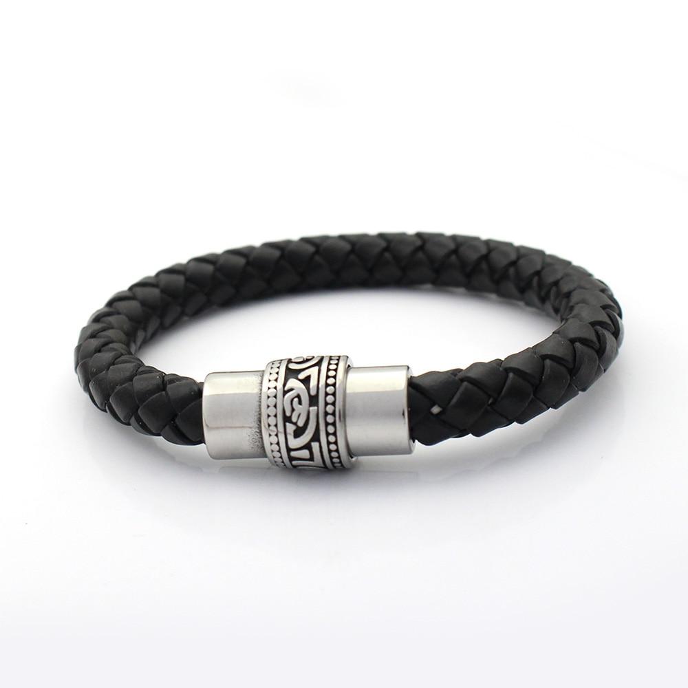 Men's Genuine Leather  Braided Tribal Design Leather Bracelet