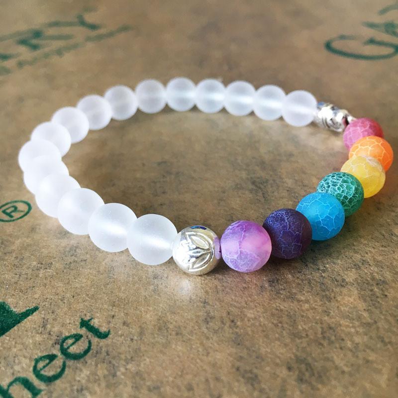 7 Chakra & White Quartz Elephant Charm Vitality Bracelet