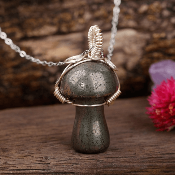 Natural Stone Toad Stool Mushroom Necklace