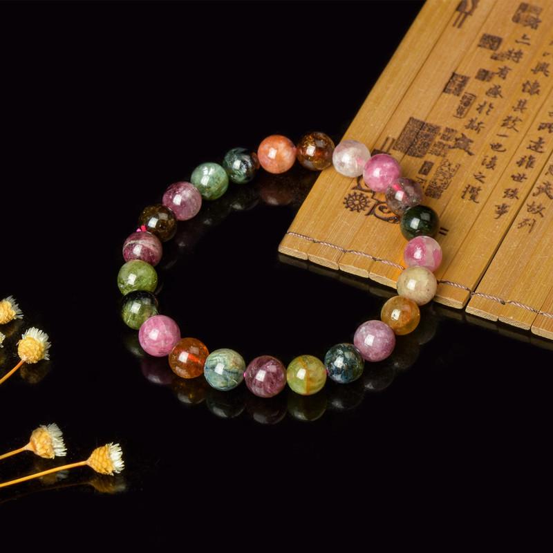 Premium Grade  8mm Rainbow Tourmaline SELF CONFIDENCE Bracelet