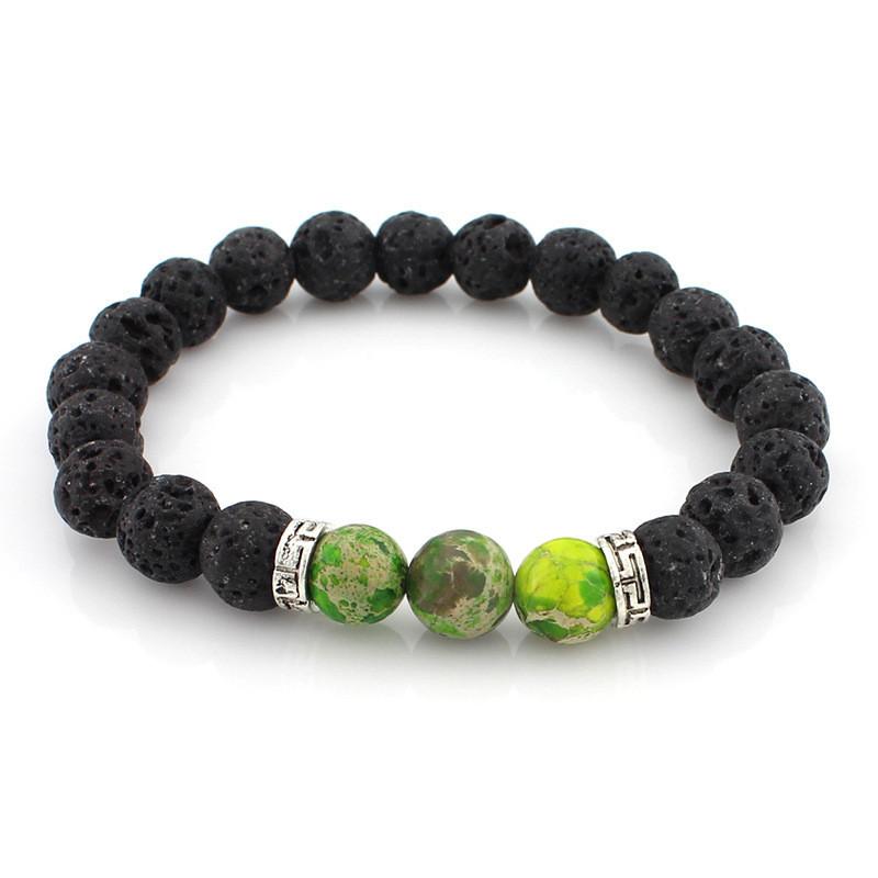 Obsidian and  Lava Stone Healing and Meditation Bracelet