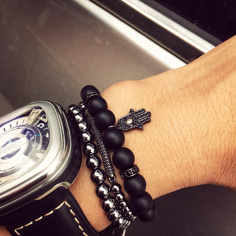 Natural  Agate  Hamsa Hand Bracelet