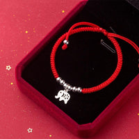 Thumbnail for Sterling Silver Lucky Elephant STRENGTH & LOYALTY Red Rope Bracelet