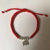 Thumbnail for Sterling Silver Lucky Elephant STRENGTH & LOYALTY Red Rope Bracelet