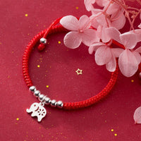 Thumbnail for Sterling Silver Lucky Elephant STRENGTH & LOYALTY Red Rope Bracelet