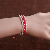 Thumbnail for 925 Sterling Silver Bead Red & Black Rope LUCKY WHEEL Bracelet