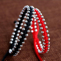 Thumbnail for 925 Sterling Silver Bead Red & Black Rope LUCKY WHEEL Bracelet