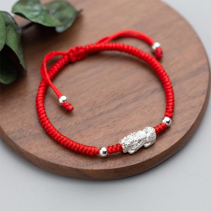 Lucky Red Rope & 925 Silver Simplistic PIXIU Bracelet