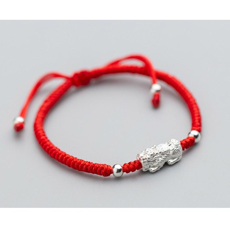 Lucky Red Rope & 925 Silver Simplistic PIXIU Bracelet