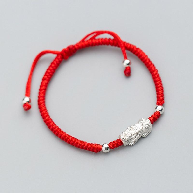 Lucky Red Rope & 925 Silver Simplistic PIXIU Bracelet