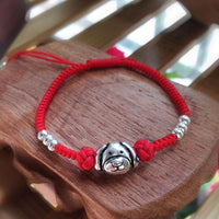 Thumbnail for 925 Sterling Silver & Red Rope Chinese Zodiac Dog Lucky Bracelet