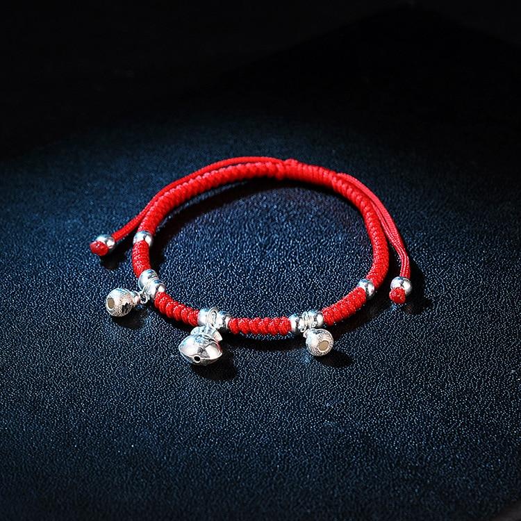 Sterling Silver Money Energy Bag 💰 WEALTH Red Rope Bracelet