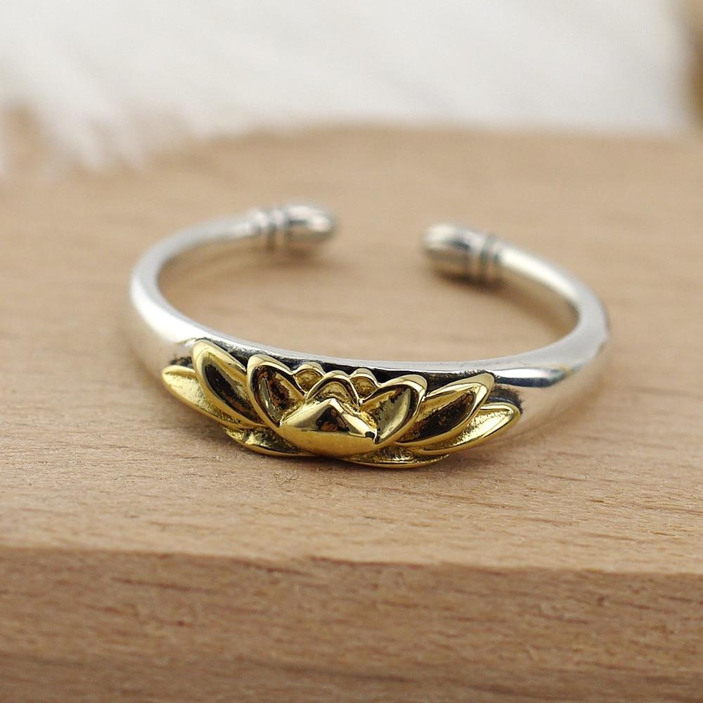 925 Sterling Silver Adjustable Open LOTUS Flower ' REBIRTH'  Ring