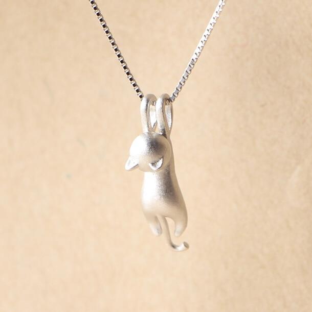 THAI SILVER Hanging Cat Necklace