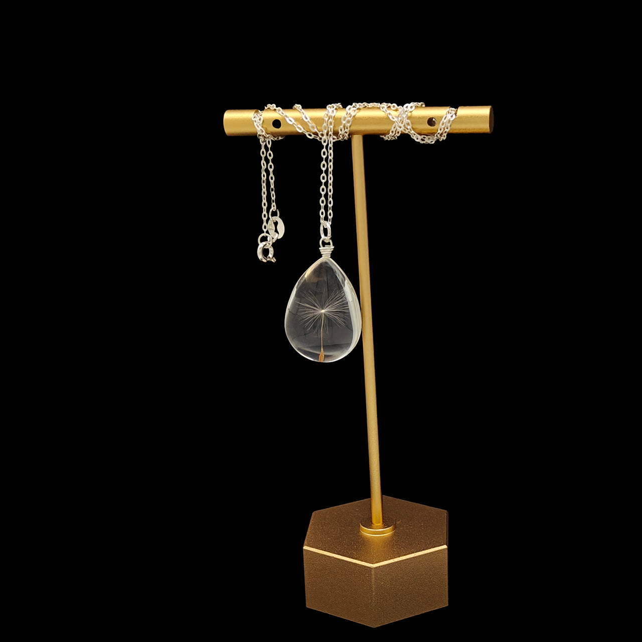 925 Sterling Silver Necklace with Real Dandelion Seed