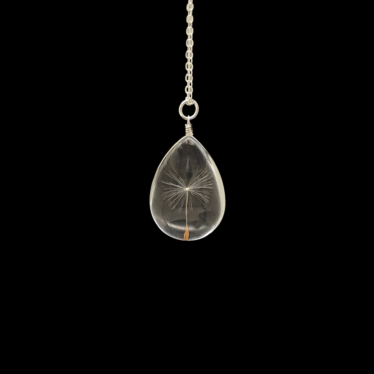 925 Sterling Silver Necklace with Real Dandelion Seed
