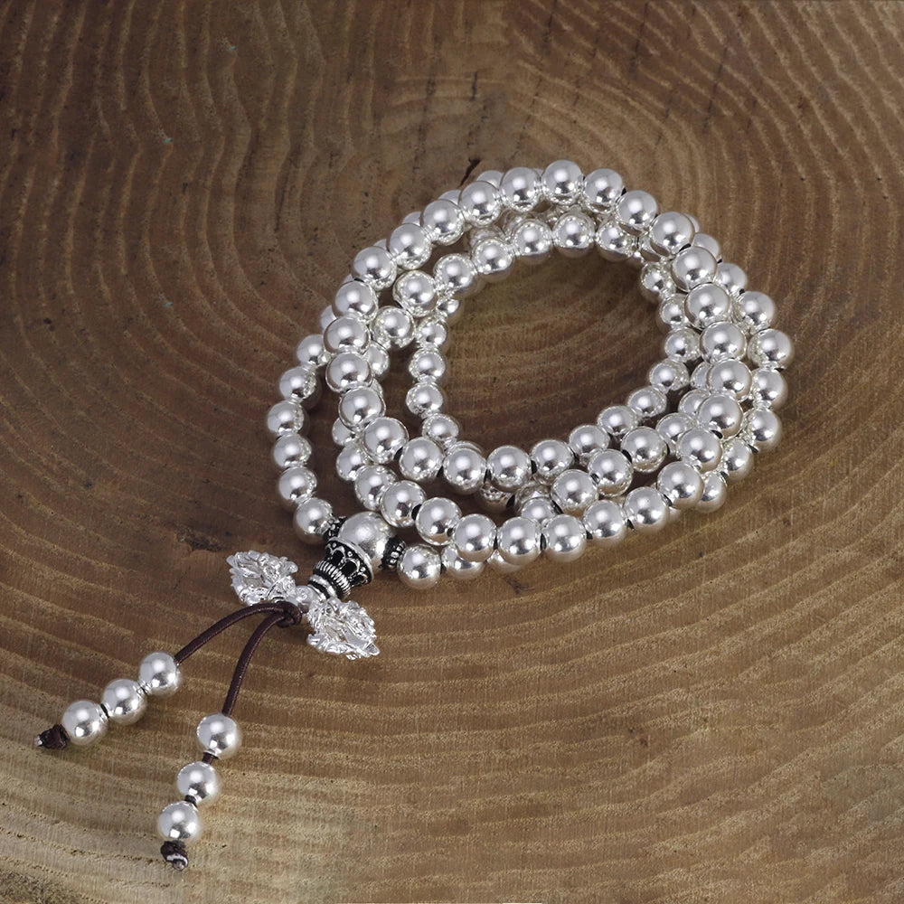 925 Sterling Silver 108 Prayer Beads Mala