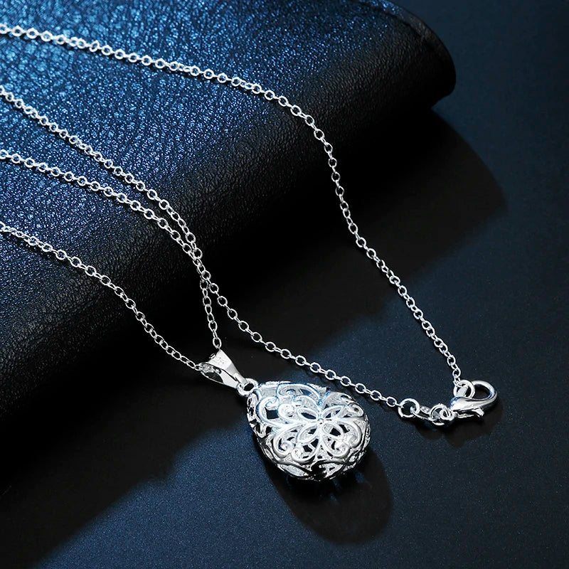925 Sterling Silver Lotus Flower Drop Pendant