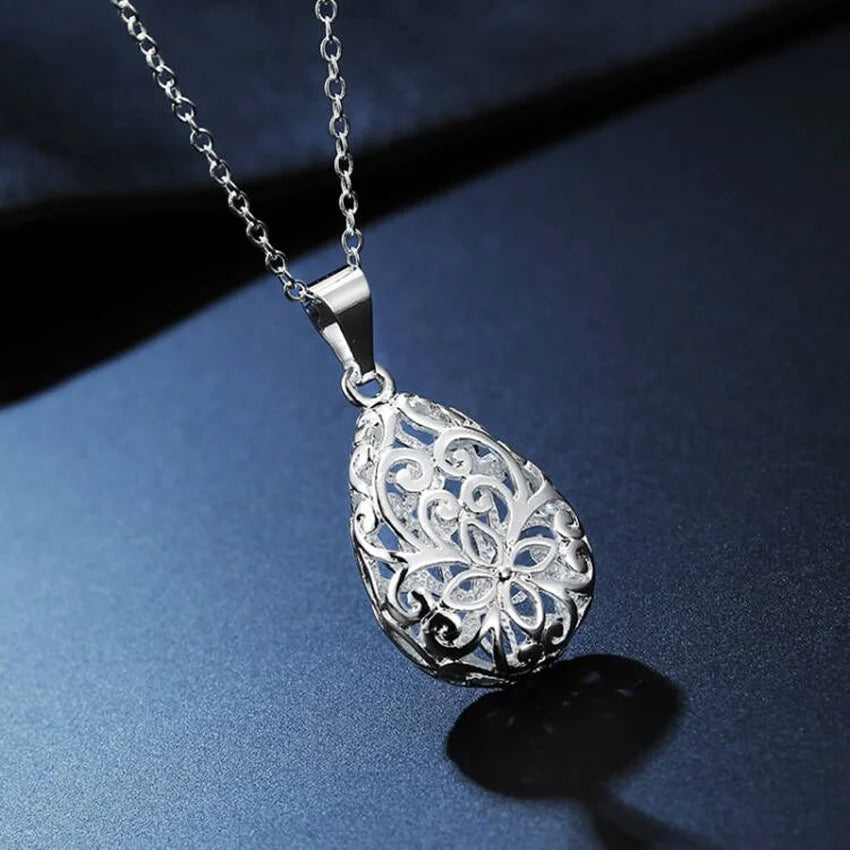 925 Sterling Silver Lotus Flower Drop Pendant
