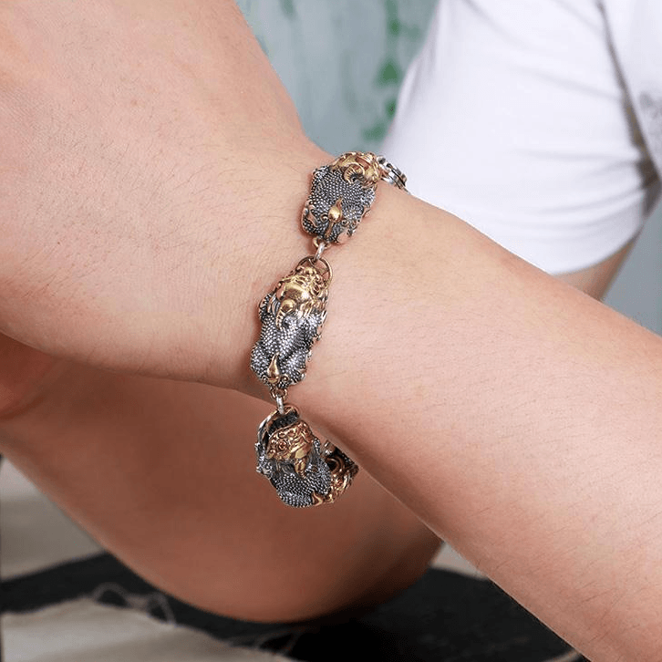 Ethnic Thai Silver Retro Money Pixiu Bracelet