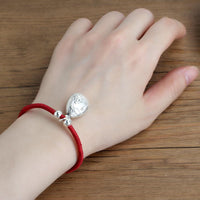 Thumbnail for Red Rope & Silver Lucky Lovers Tibetan Heart Sutra Bracelet