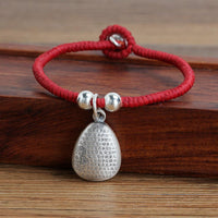 Thumbnail for Red Rope & Silver Lucky Lovers Tibetan Heart Sutra Bracelet