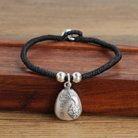 Thumbnail for Red Rope & Silver Lucky Lovers Tibetan Heart Sutra Bracelet