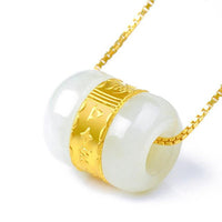 Thumbnail for Nephrite Jade Pure Gold Foil Pendant 'LOVE YOURSELF' Necklace