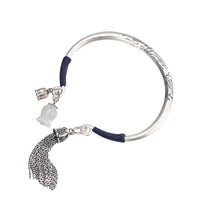 Thumbnail for Ethnic Thai Silver Rosebud & Tassel Bangle