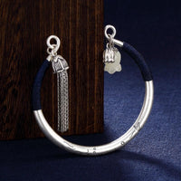 Thumbnail for Ethnic Thai Silver Rosebud & Tassel Bangle