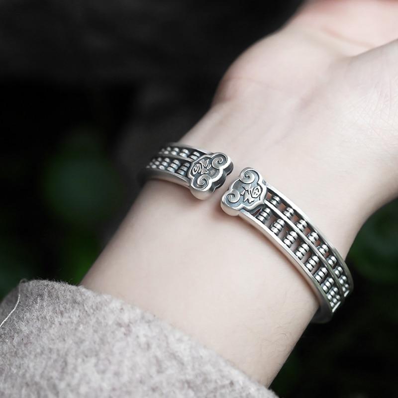 Ethnic Thai Silver Feng Shui 'Wealth Abacus' Bangle