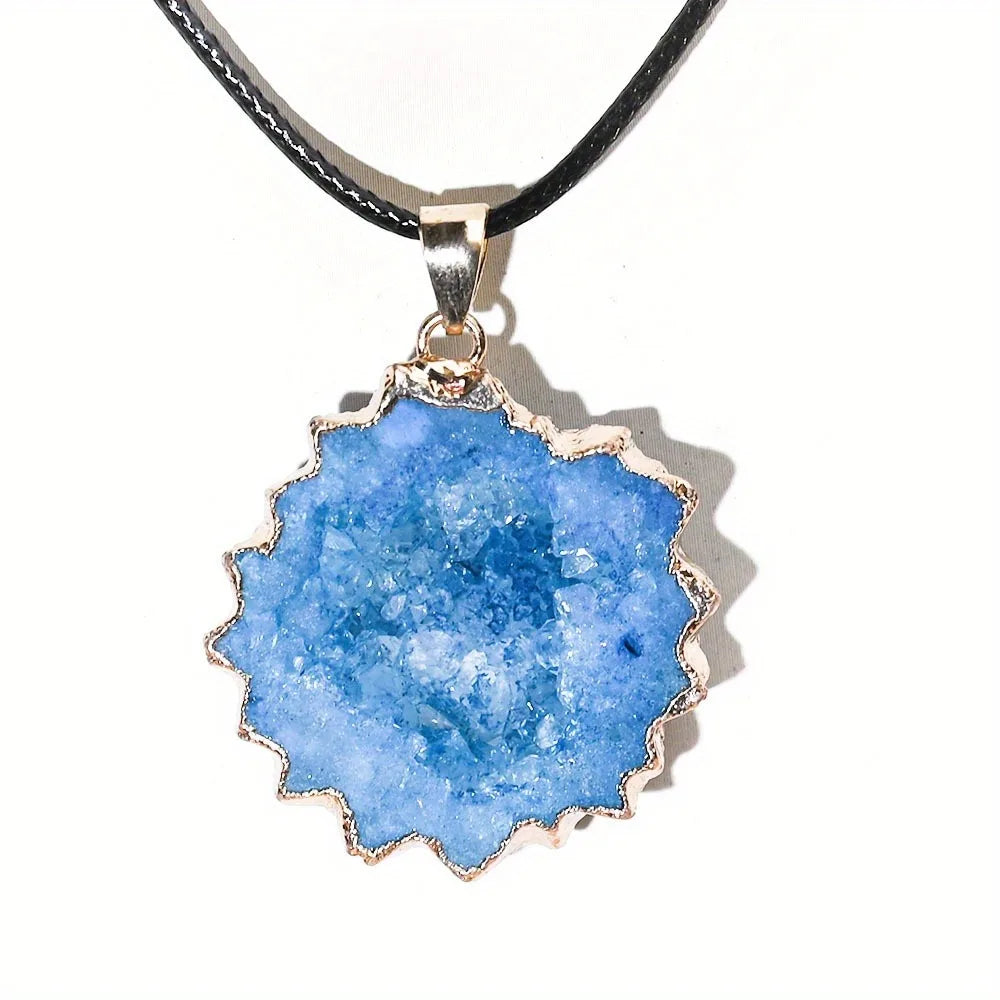 Natural Geode Stone Pendant Necklace