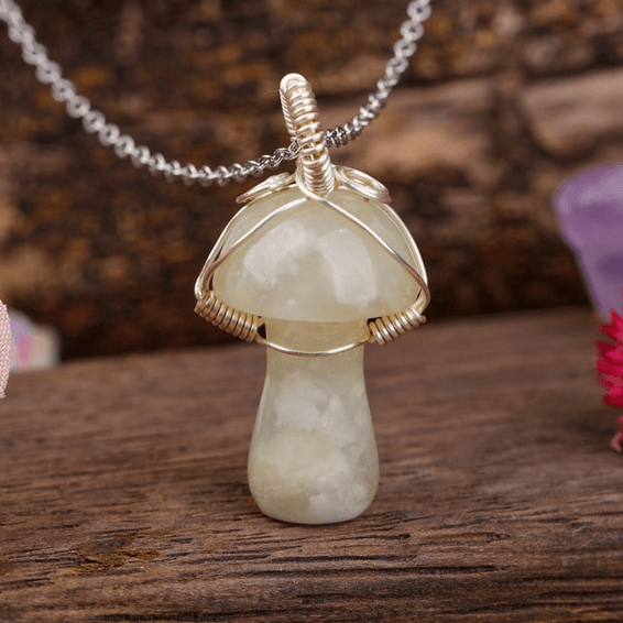 Natural Stone Toad Stool Mushroom Necklace