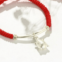 Thumbnail for Lucky Red Rope & Sterling Silver PERSEVERANCE Turtle Bracelet