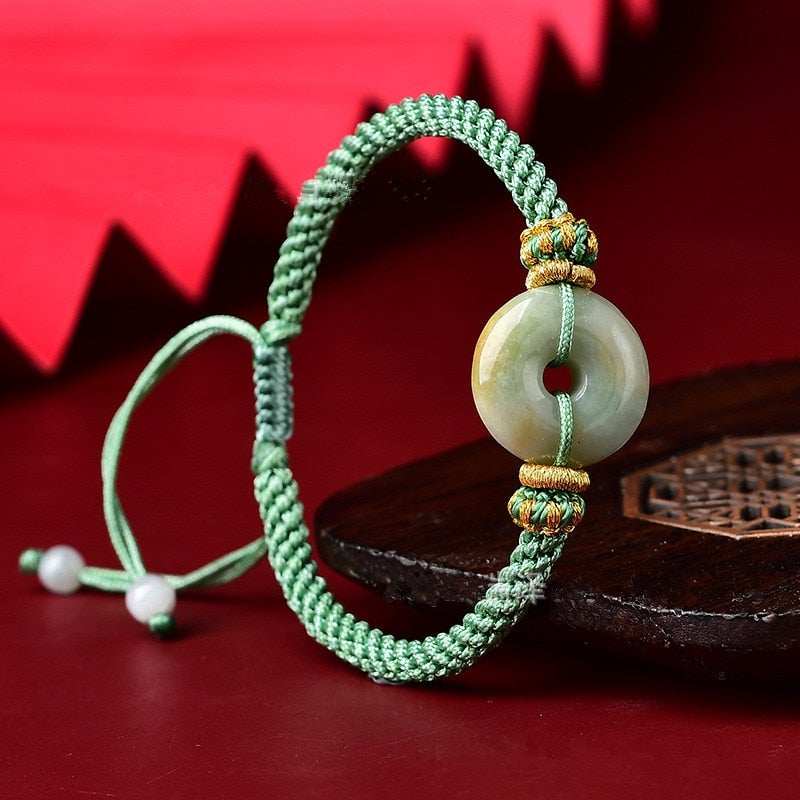 Lucky Natural Jadeite Rope Bracelet