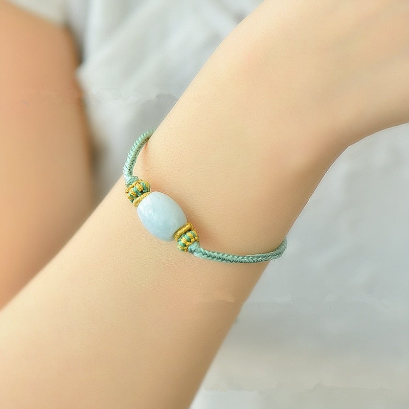 Lucky Natural Jadeite Rope Bracelet