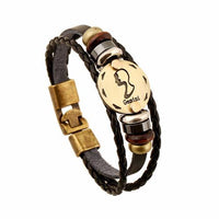 Thumbnail for 12 Constellation Zodiac Mens/Womens Leather Bracelet